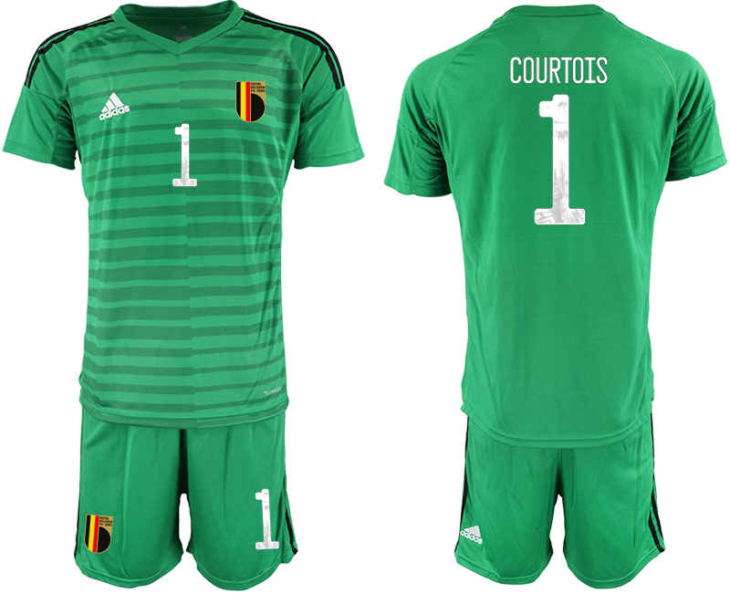 Men 2021 European Cup Belgium green goalkeeper #1 Soccer Jerseys